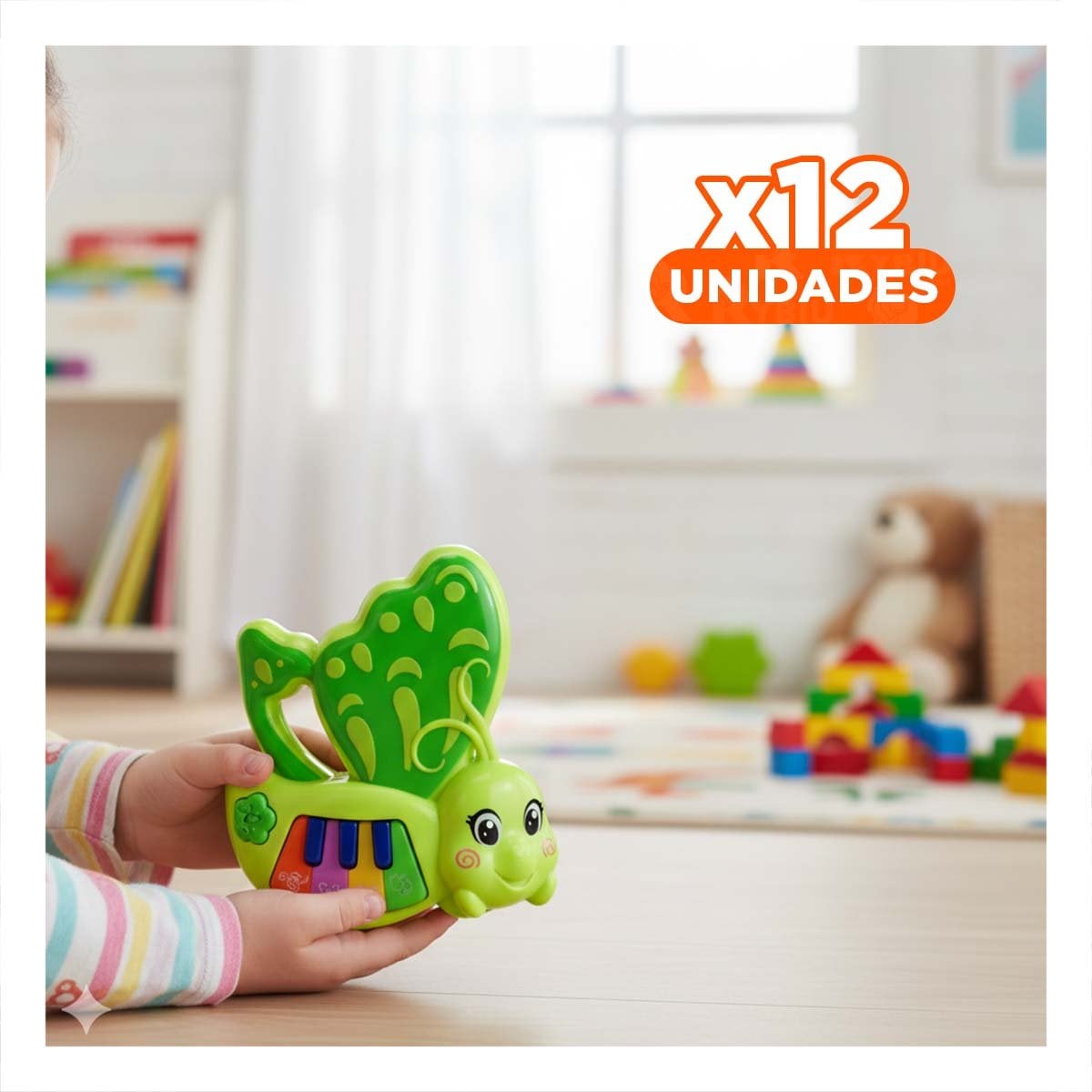 PACK12 MELODIA INFANTIL MARIPOSA VERDE 22X26 CM CON SONIDOS - 1