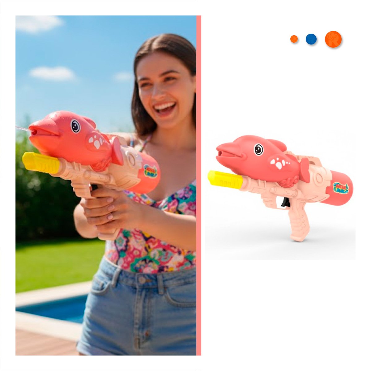 ALTERNATIVA DE AGUA CON FIGURA DE DELFIN ROSADO PARA JUEGOS REFRESCANTES - 3