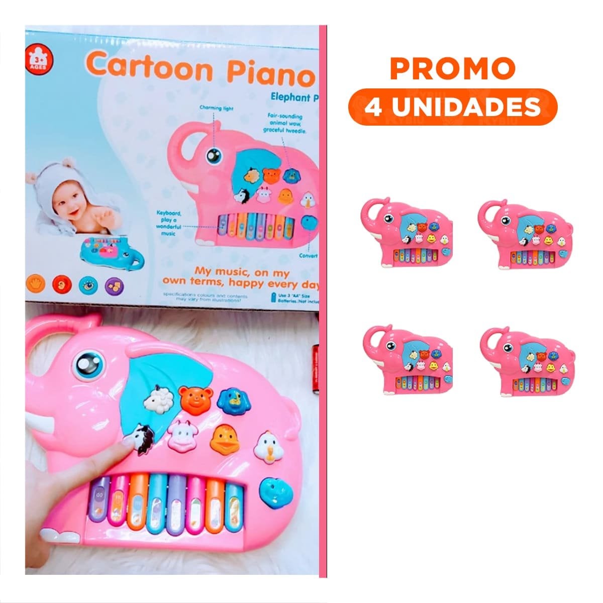 PACK4 LIGERO ELEFANTE DIDACTICO EN CAJA ROSADO PARA ACTIVIDAD EDUCATIVA CASA Y+REGALO STICKER - 1