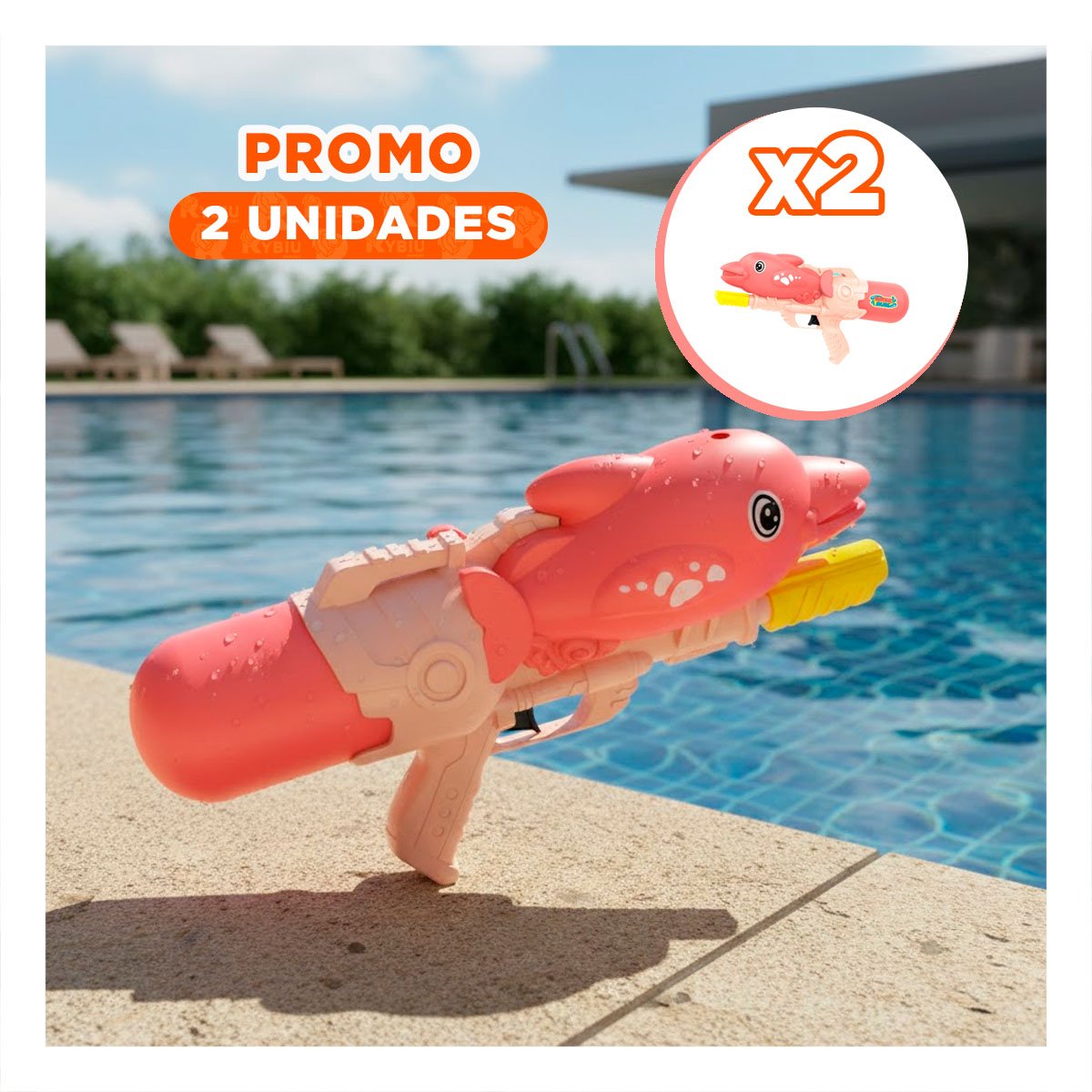 PACK2 DISENO DE AGUA CON DELFIN ROSADO PARA TARDES DIVERTIDAS DE VERANO Y+REGALO STICKER - 1