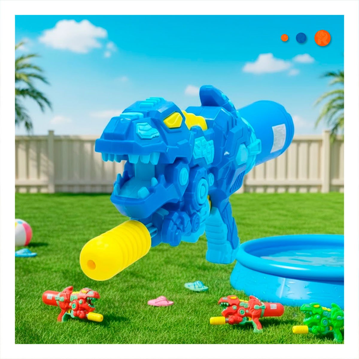 PACK12 PULVERIZADOR DE VERANO DINOSAURIO AZUL PARA JUEGOS REFRESCANTES Y+PAPEL REGALO - 5
