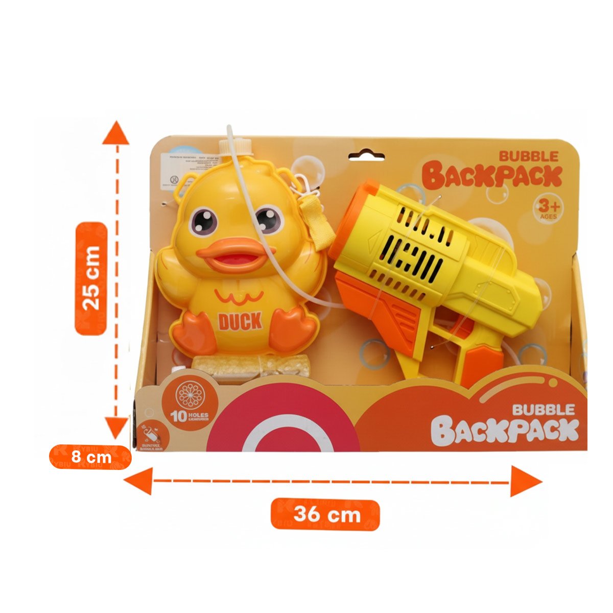 ELEMENTO DE BURBUJAS CON MOCHILA PORTATIL PATO AMARILLO PARA JUEGOS AL AIRE LIBRE Y+POST IT - 4