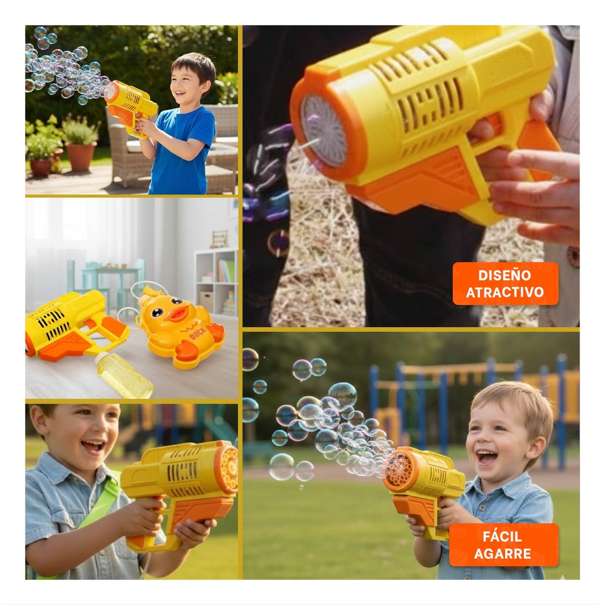 PACK2 SOLUCION DE BURBUJAS CON MOCHILA PORTATIL PATO AMARILLO PARA JUEGOS Y+PAPEL REGALO - 3