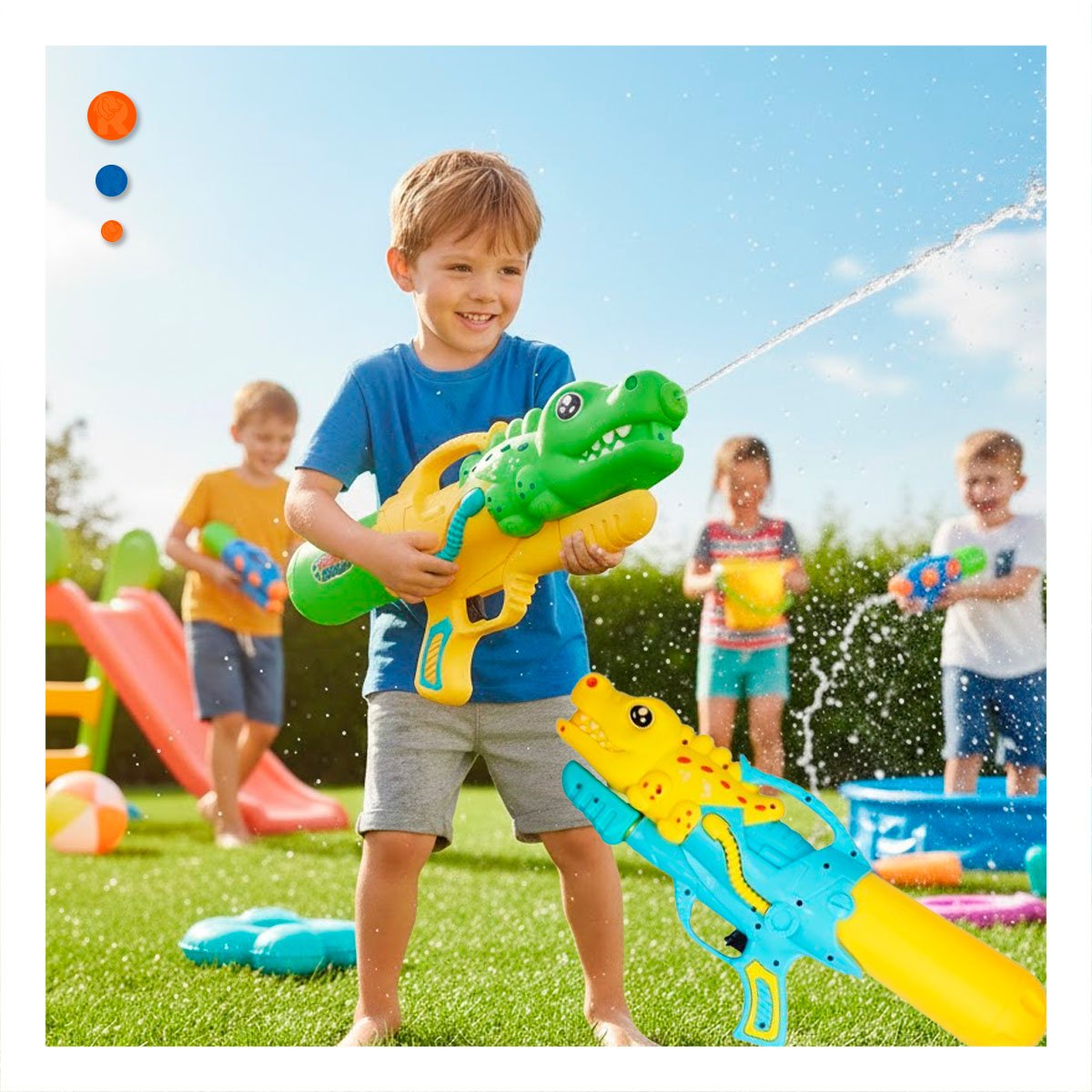 PACK4 LANZADOR DE AGUA DINOSAURIO VERDE CLARO PARA DIVERSION EN JARDIN Y PATIO - 3