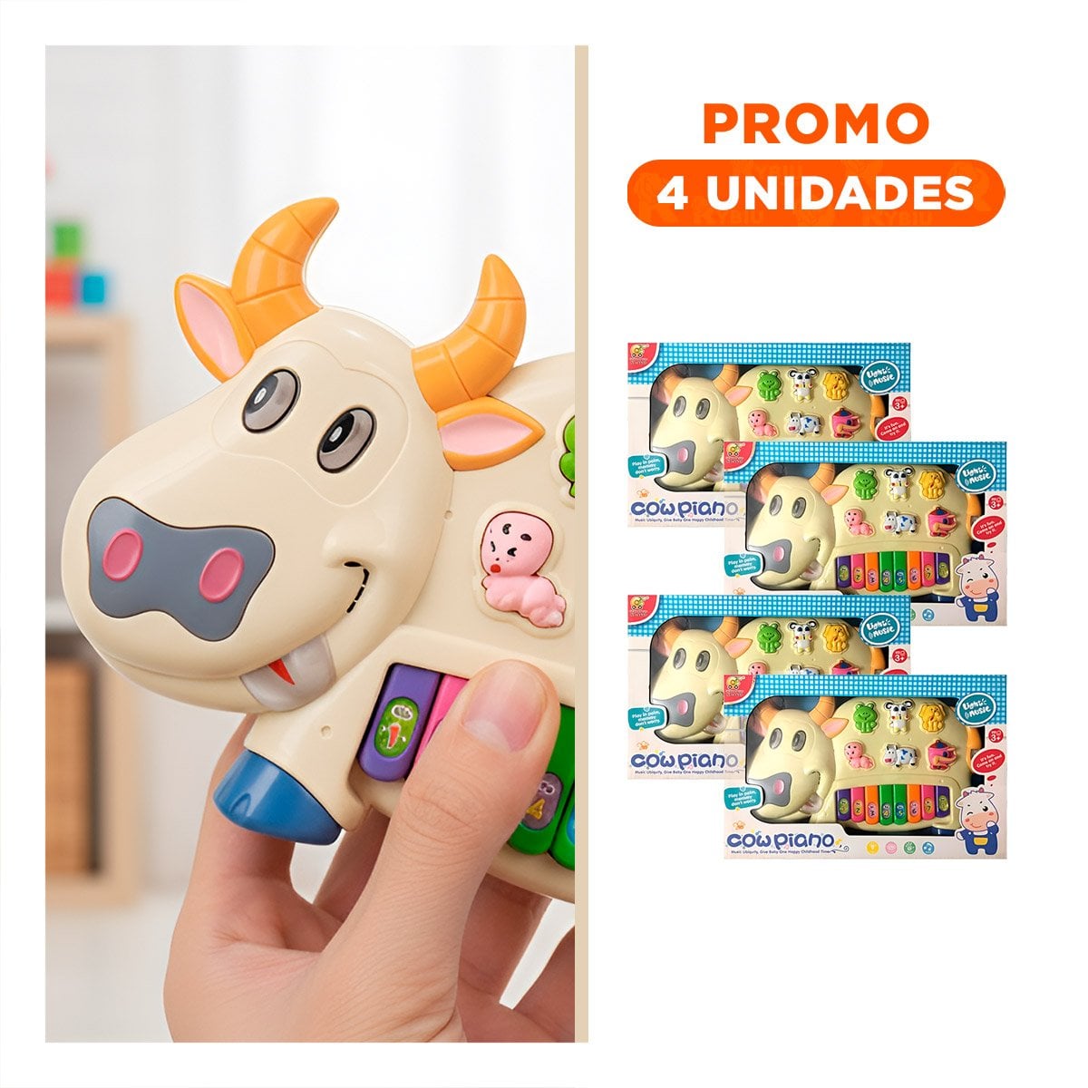 PACK4 MODULO INTERACTIVO VACA CON ANIMALES Y NUMEROS PARA JUEGO EDUCATIVO Y+REGALO STICKER - 1