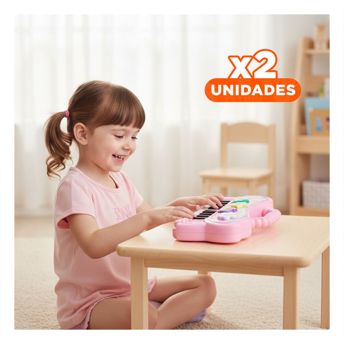 PACK2 TECLADO ROSADO MUSICAL CON SONIDOS PARA ACTIVIDAD Y+REGALO STICKER - 1