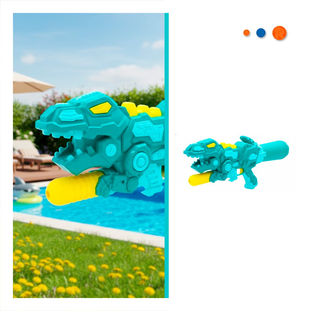 ROCIADOR LUDICO DINOSAURIO VERDE PARA JUEGOS DE AGUA EN PATIO Y PLAYA - 3