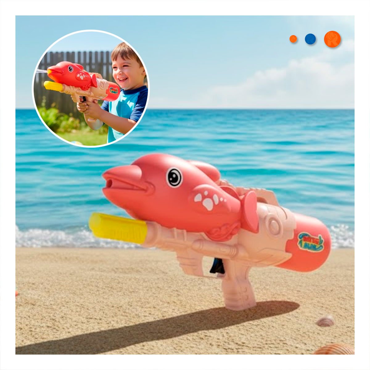 PACK12 ACCESORIO LUDICO DE AGUA CON FIGURA DE DELFIN ROSADO PARA PISCINA Y+PAPEL REGALO - 3