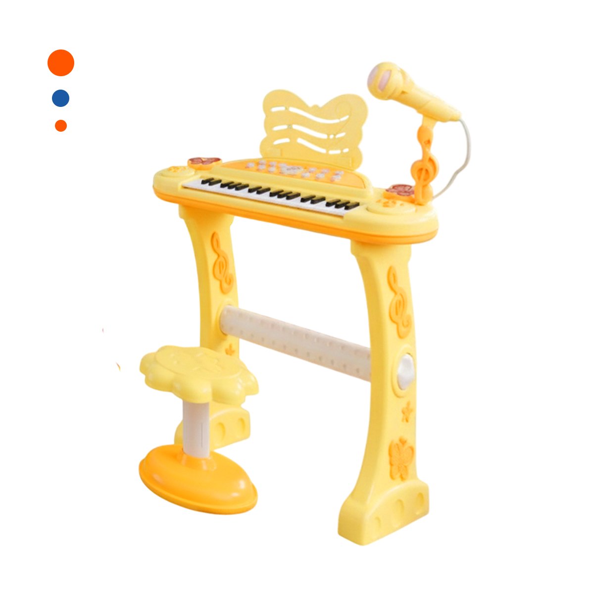 TECLADO MUSICAL PARA NINOS CON MICROFONO Y SILLA AMARILLA PARA PRACTICA - 3