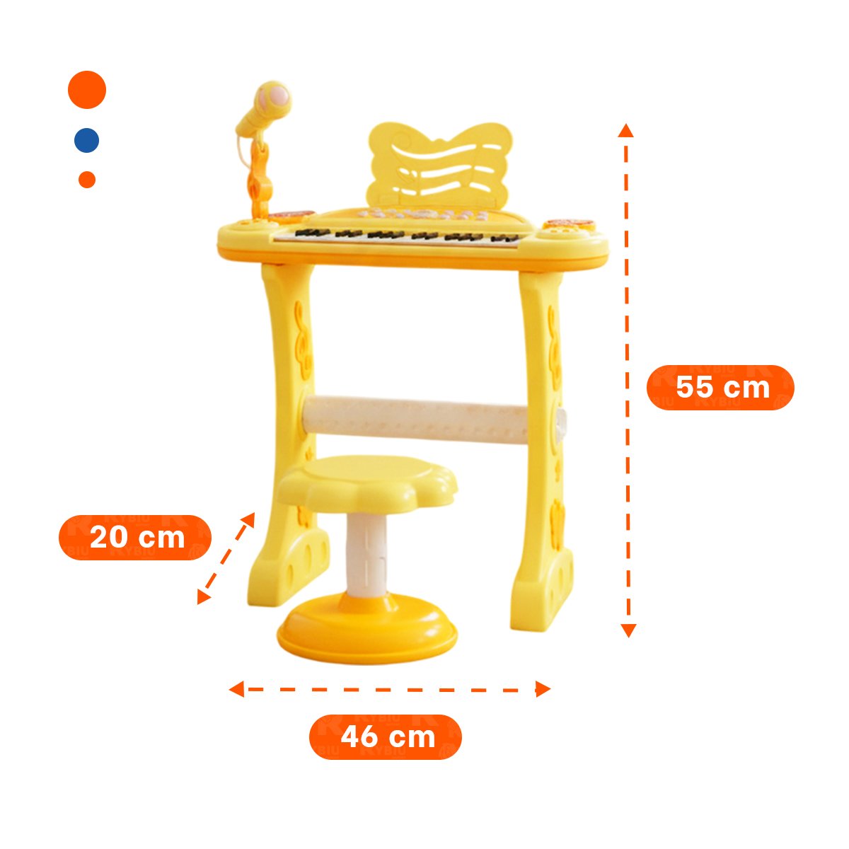 TECLADO MUSICAL PARA NINOS CON MICROFONO Y SILLA AMARILLA PARA PRACTICA - 4