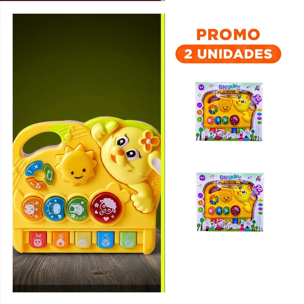 PACK2 ORGANETA DIDACTICA MUSICAL CONEJO CON LUCES SONIDO EDUCATIVO PARA HOGAR - 1