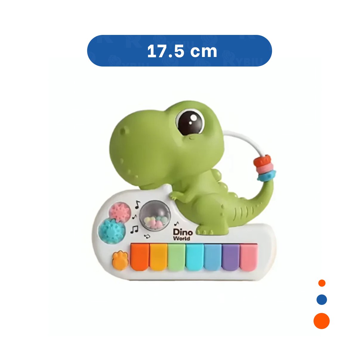PACK6 JUGUETE MUSICAL PARA NINOS DINOSAURIO INFANTIL VERDE 17.5 CM Y+REGALO STICKER - 4
