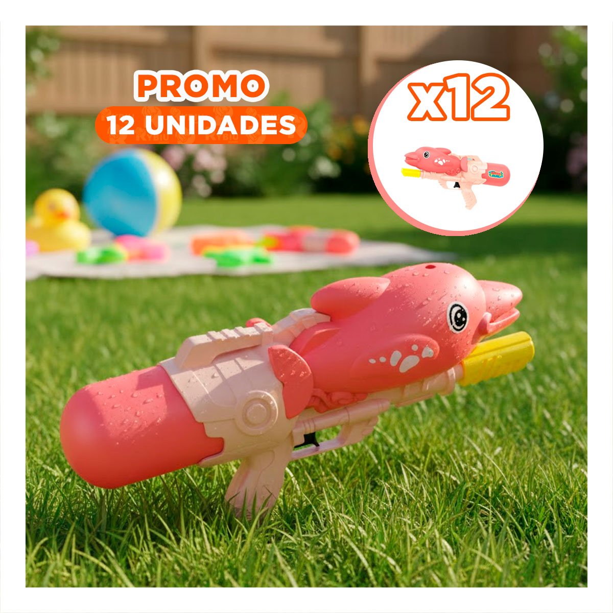 PACK12 ARTICULO RECREATIVO DE AGUA CON DISENO DE DELFIN ROSADO PARA CASA - 1
