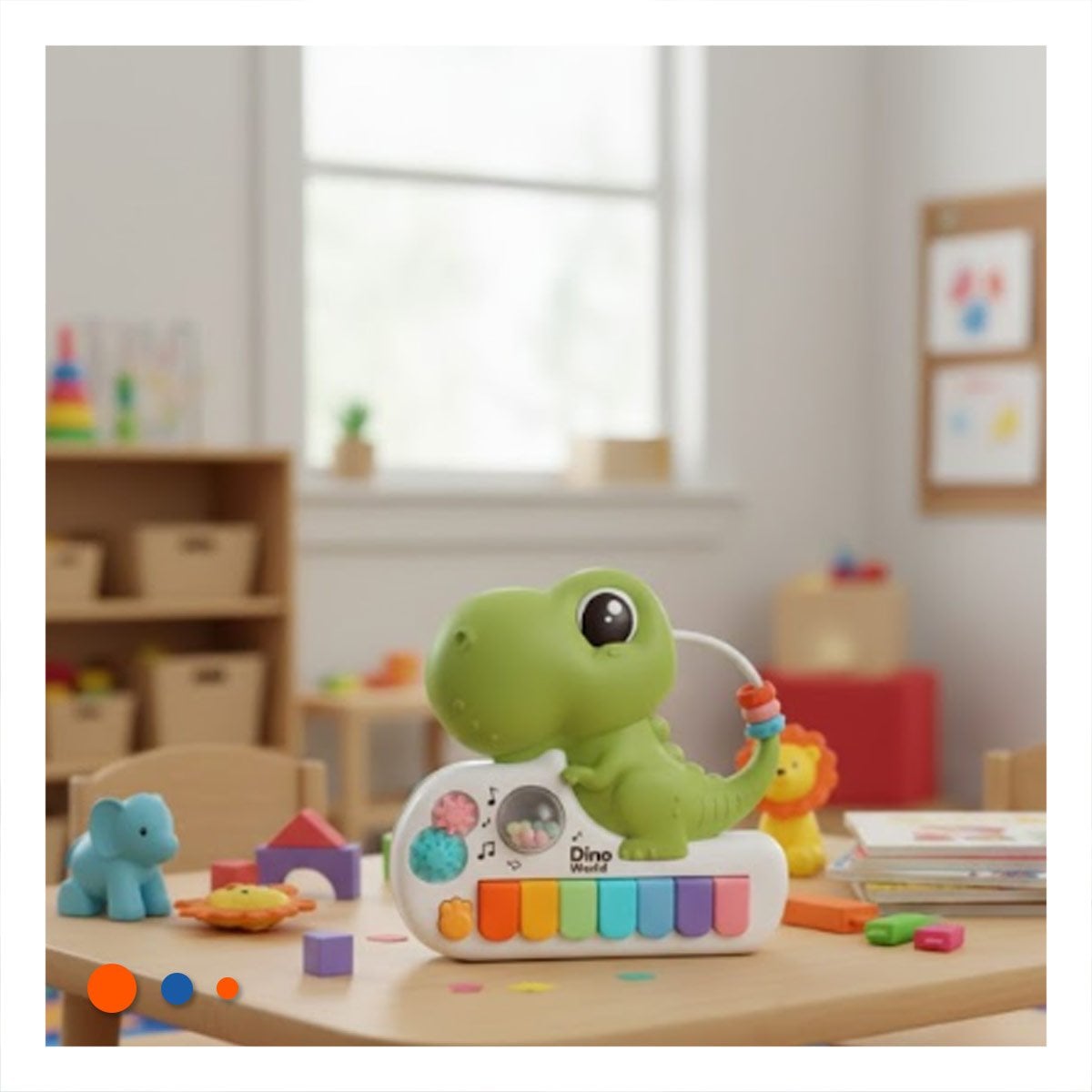 PACK6 JUGUETE MUSICAL INFANTIL DINOSAURIO 17.5 CM VERDE CON TECLAS - 2