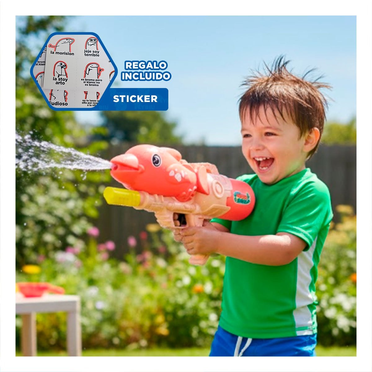 MODELO DE AGUA CON FORMA DE DELFIN ROSADO PARA DIVERSION EN PISCINA Y+REGALO STICKER - 1