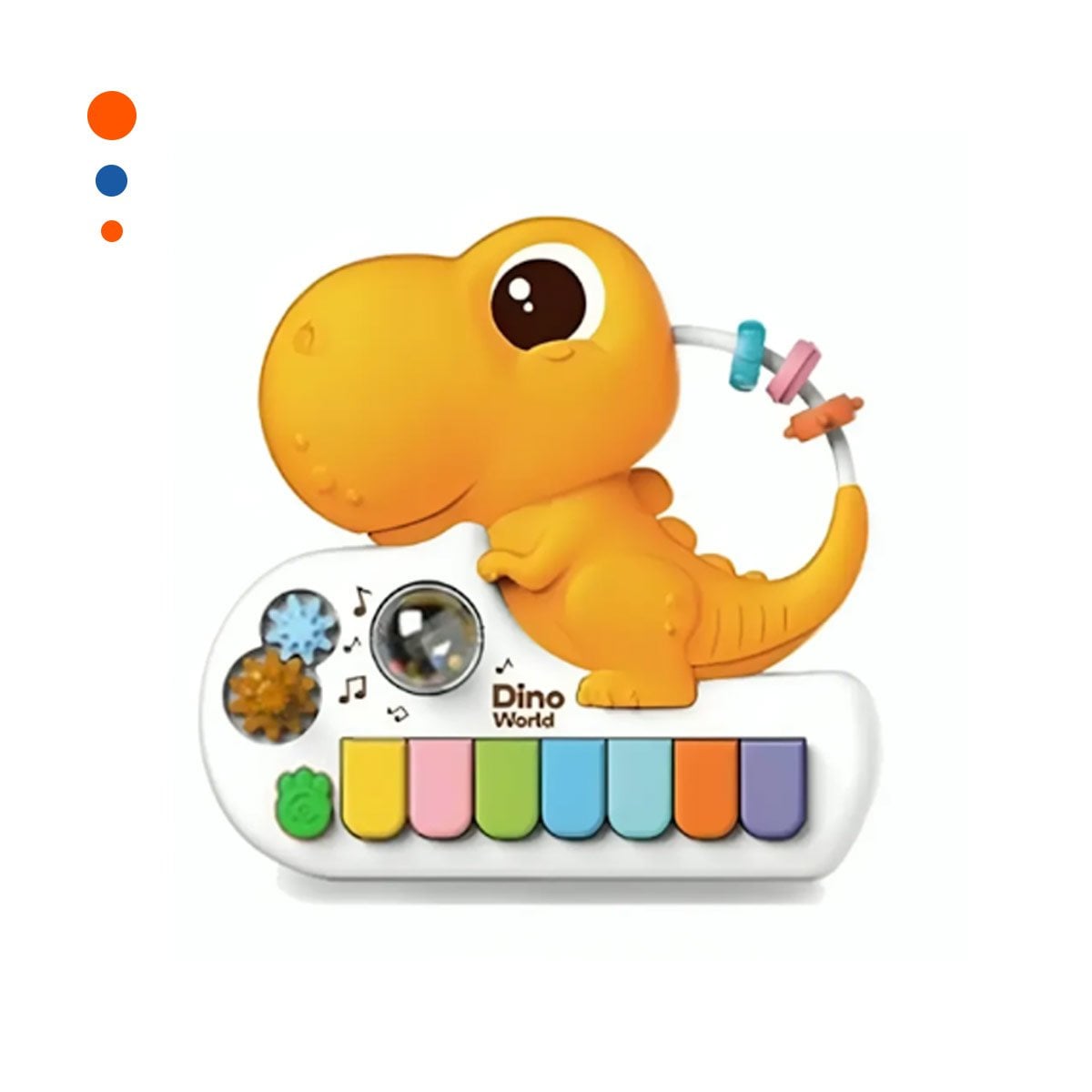 ORGANO DE TECLAS MUSICALES DINOSAURIO 17.5 CM AMARILLO INFANTIL - 3