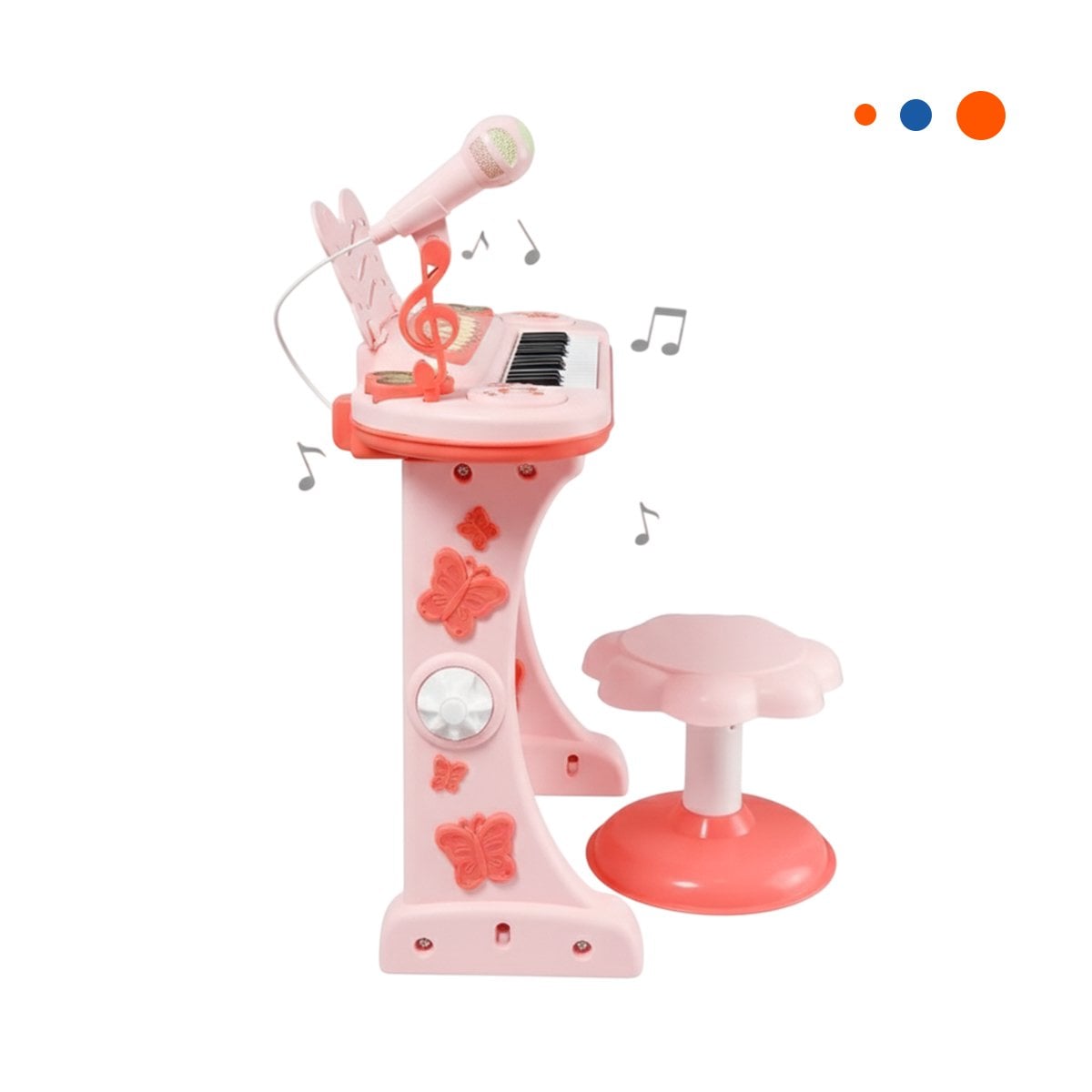 INSTRUMENTO MUSICAL INFANTIL CON MICROFONO Y SILLA ROSADO PARA JUEGO SONORO Y+REGALO STICKER - 3