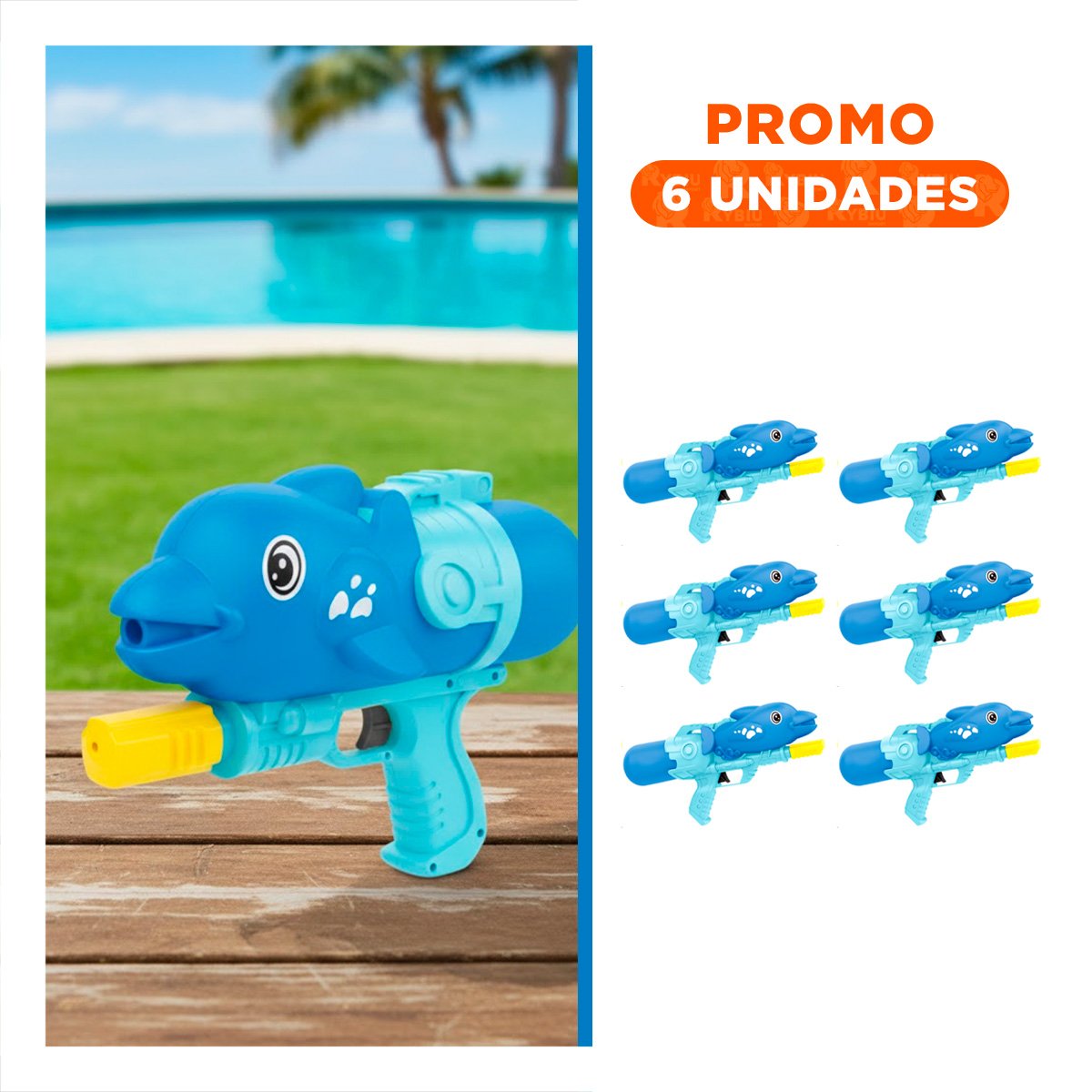 PACK6 DISPARADOR PARA JUEGOS DE AGUA DELFIN AZUL EN PLAYA Y EXTERIOR - 1
