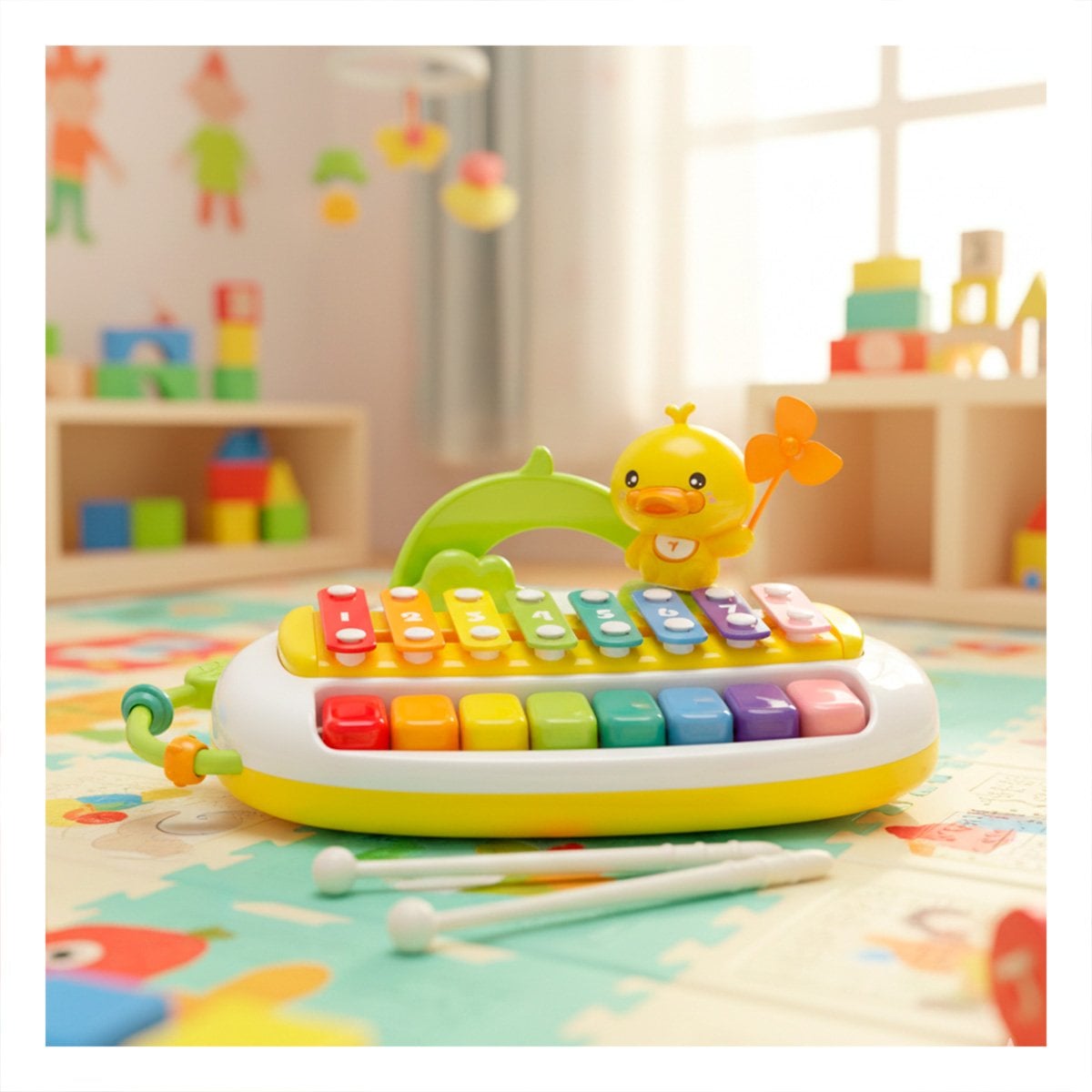 SONIDO MUSICAL XILOFONO TIPO PIANO CON PATO PARA JUEGO DIDACTICO Y+REGALO STICKER - 2