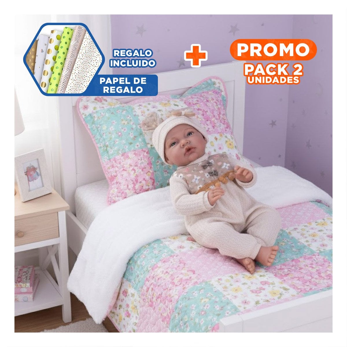 PACK2 FIGURA DE JUEGO 42CM AMARILLO CON DISENO PENSADO PARA NINAS PEQUENAS Y+PAPEL REGALO - 1