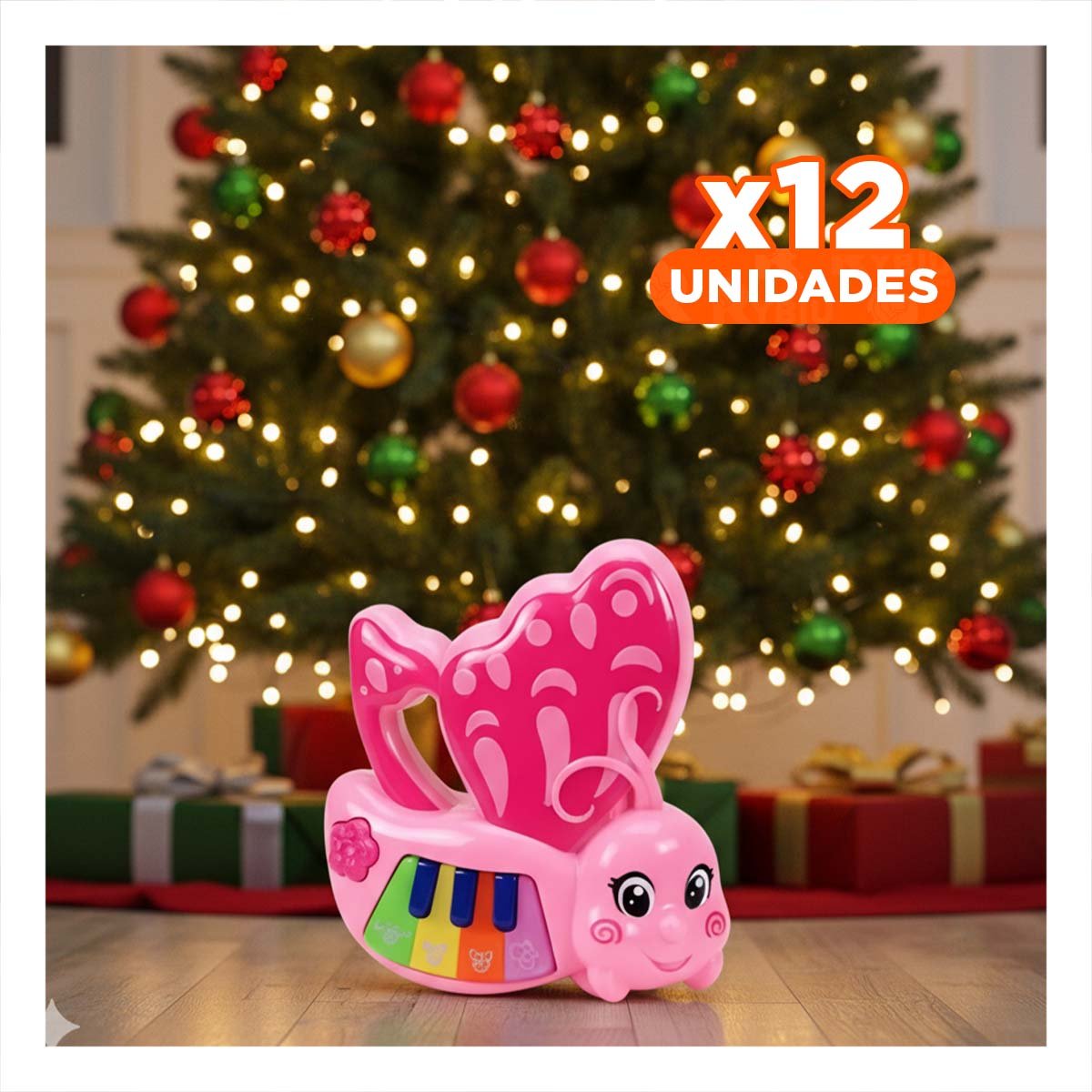 PACK12 MELODIA INFANTIL MARIPOSA ROSADO 22X26 CM CON SONIDOS - 1
