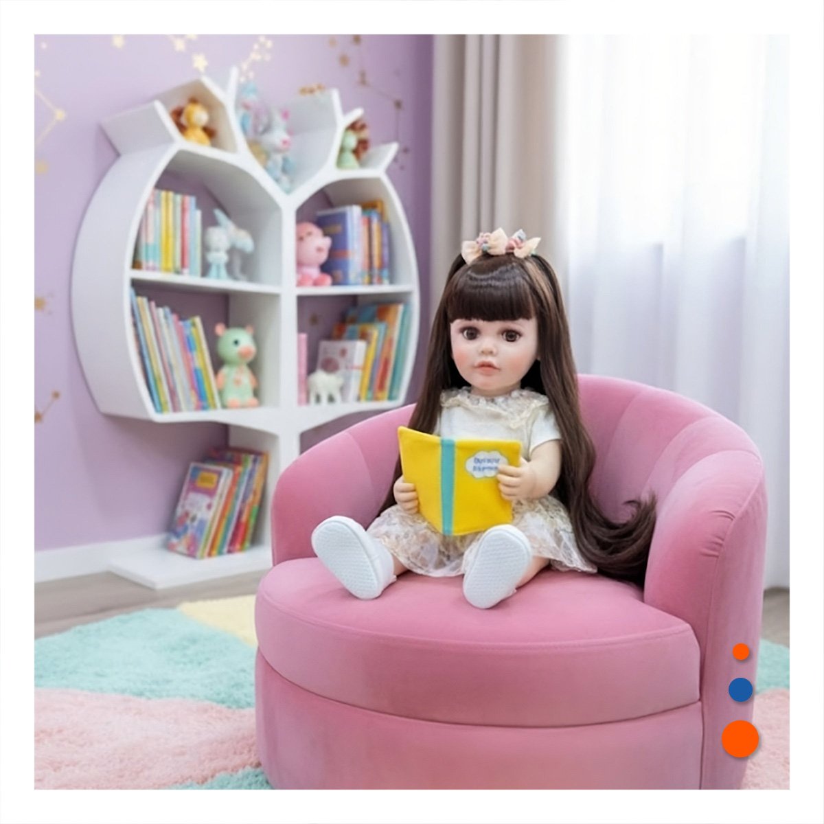 BEBE REAL INTELIGENTE PARA ACOMPAÑAMIENTO DE JUEGO CON OVEROL ROSADO 55CM Y+LIGAS REGALO - 1