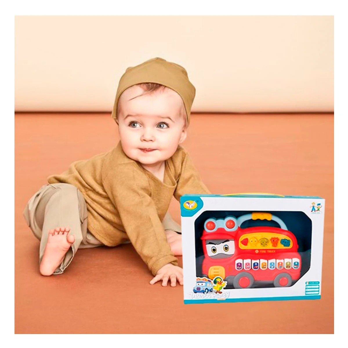 PACK12 PANEL INTERACTIVO CAMION DE BOMBEROS CON LUCES Y MELODIAS PARA HOGAR ROJO - 2