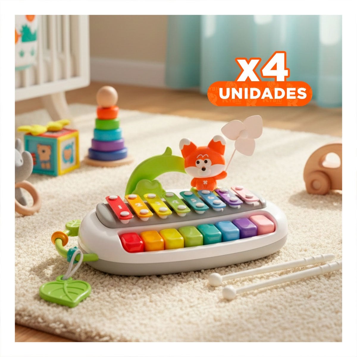 PACK4 XILOFONO CREATIVO MUSICAL CON FIGURA ZORRO PARA APRENDIZAJE SENSORIAL - 1