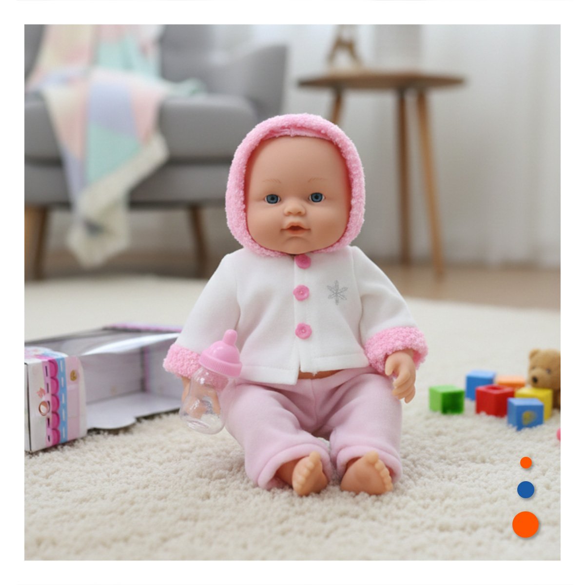 PELUCHE DECORATIVO CON CHOMPA BOTONES FLORES ROSADO PARA HOGAR Y+LIGAS REGALO - 1