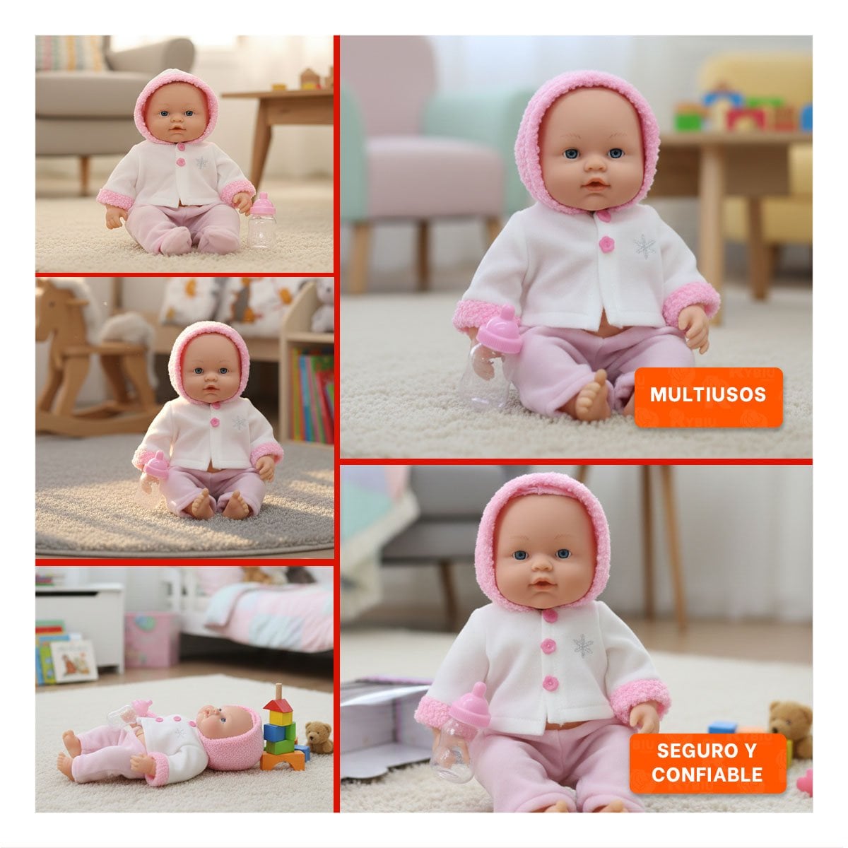 PELUCHE DECORATIVO CON CHOMPA BOTONES FLORES ROSADO PARA HOGAR Y+LIGAS REGALO - 5