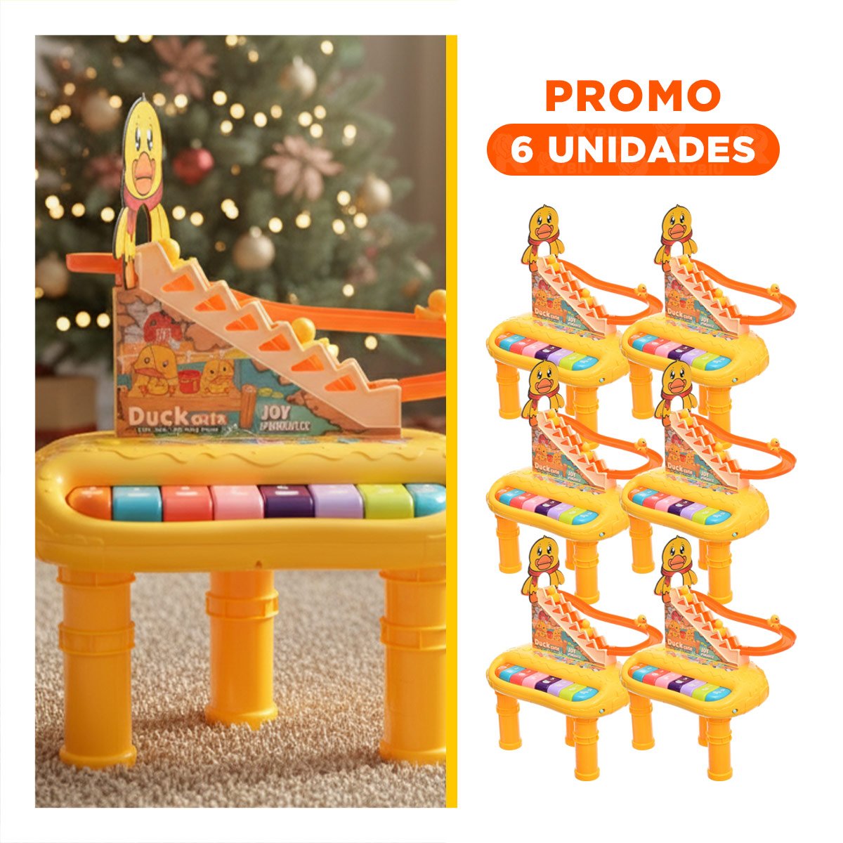 PACK6 CENTRO MUSICAL PATO 2 EN 1 CON TOBOGAN DE PATITOS INFANTIL AMARILLO - 1