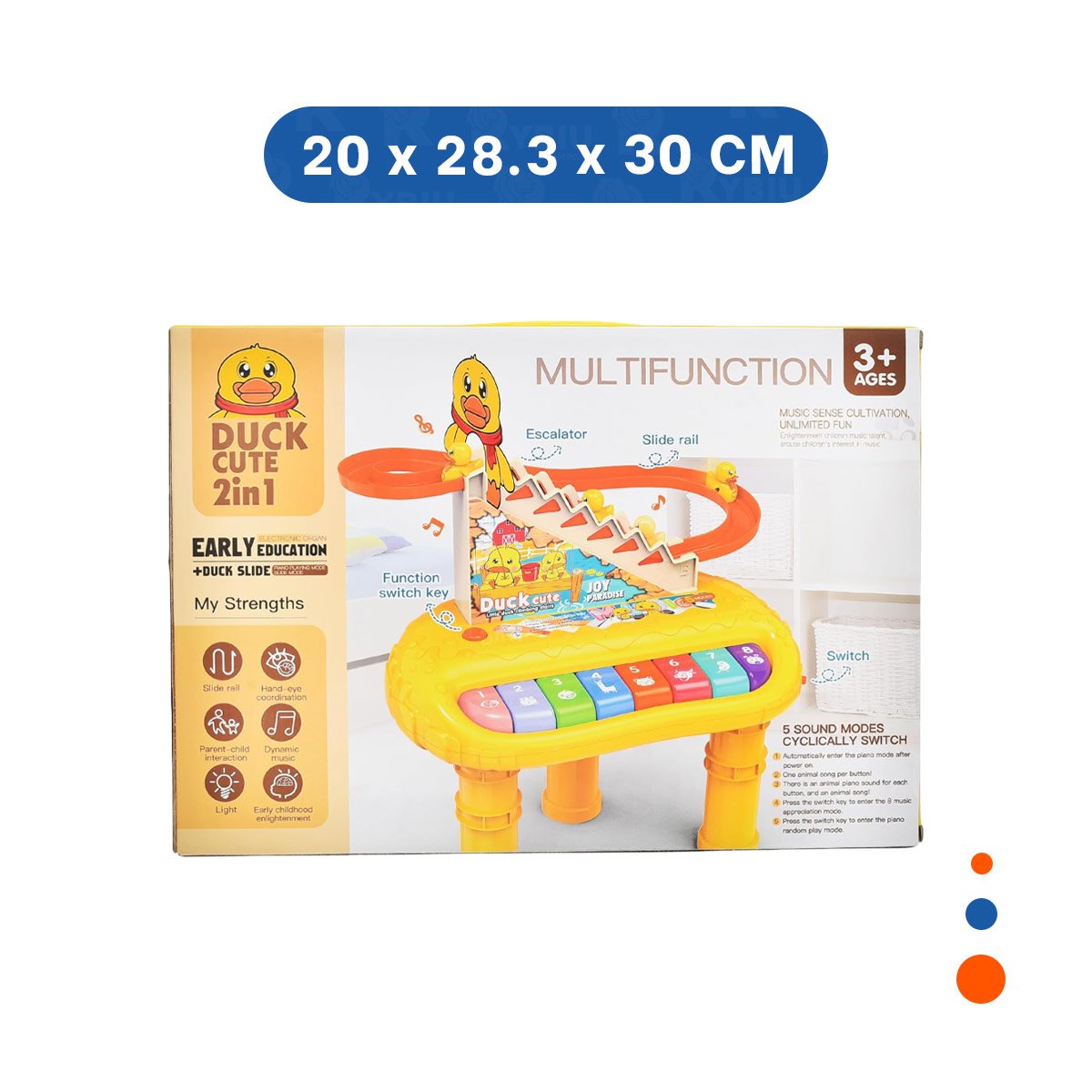 PACK6 CENTRO MUSICAL PATO 2 EN 1 CON TOBOGAN DE PATITOS INFANTIL AMARILLO - 4