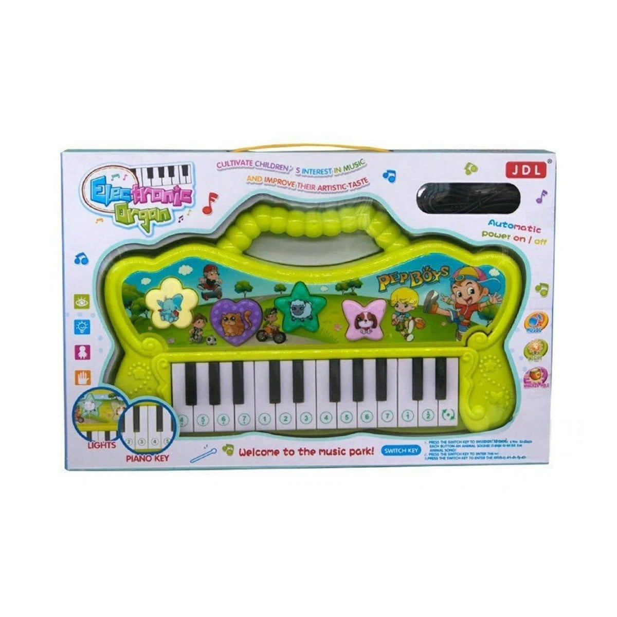 PACK4 TECLADO VERDE MUSICAL CON PIANO Y SONIDOS PARA CREATIVIDAD Y+PAPEL REGALO - 3