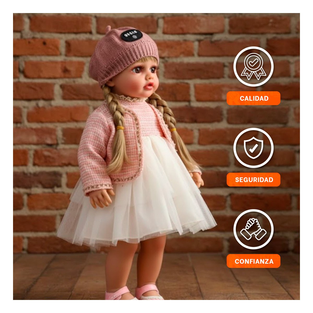 PACK2 PERSONAJE INFANTIL YESSY ROSADO 55CM CON ROPA SUAVE Y DETALLES TEXTILES Y+PAPEL REGALO - 5