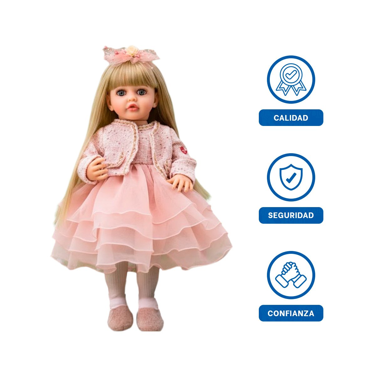 AMIGA YESSY CON ATUENDO INFANTIL ROSADO PARA JUEGO IMAGINATIVO Y+LIGAS REGALO - 3