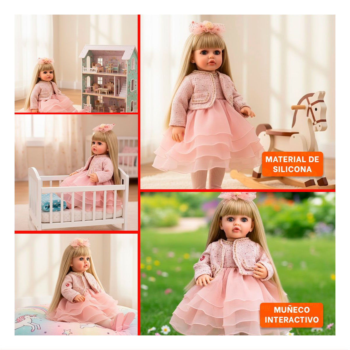 AMIGA YESSY CON ATUENDO INFANTIL ROSADO PARA JUEGO IMAGINATIVO Y+LIGAS REGALO - 5