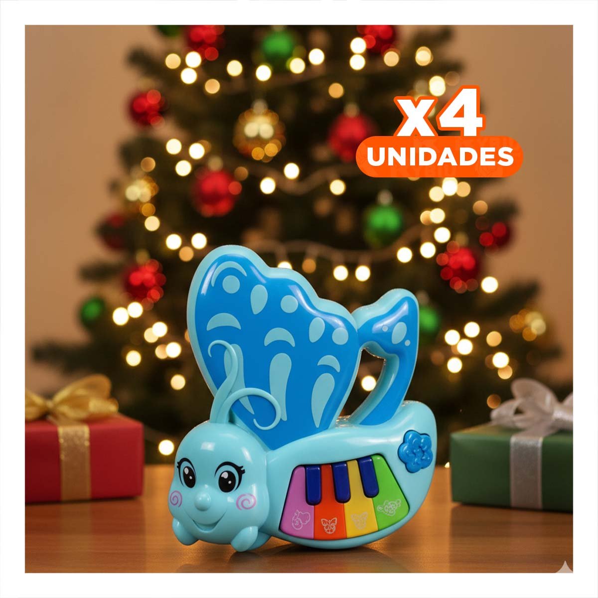PACK4 TECLAS MUSICALES MARIPOSA CELESTE 22X26 CM PARA NINOS - 1