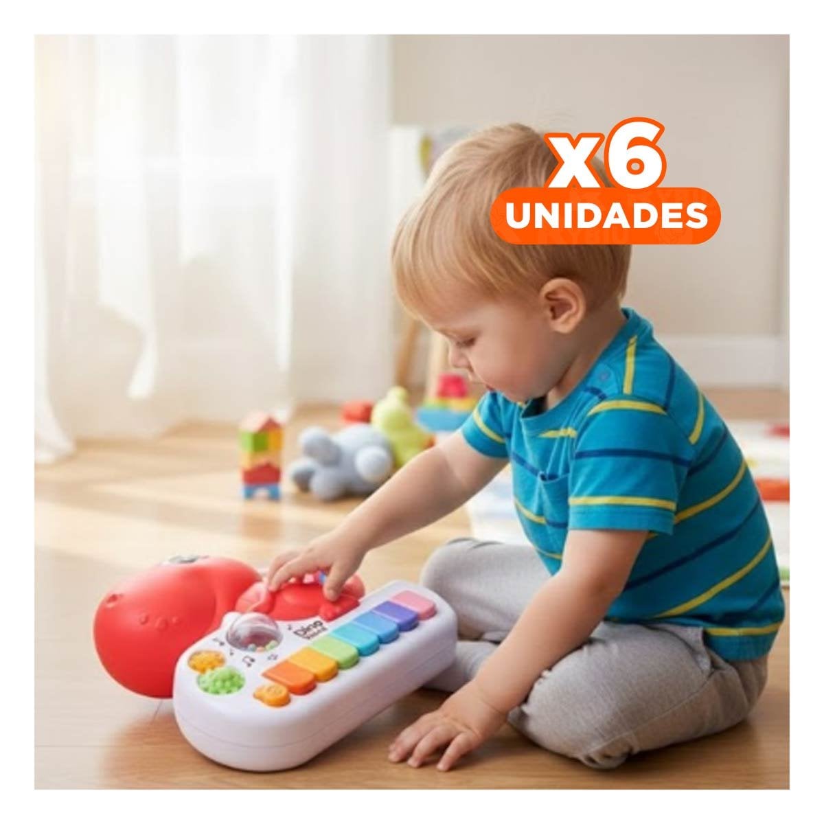 PACK6 JUGUETE MUSICAL PARA NINOS DINOSAURIO INFANTIL ROSADO 17.5 CM Y+REGALO STICKER - 1