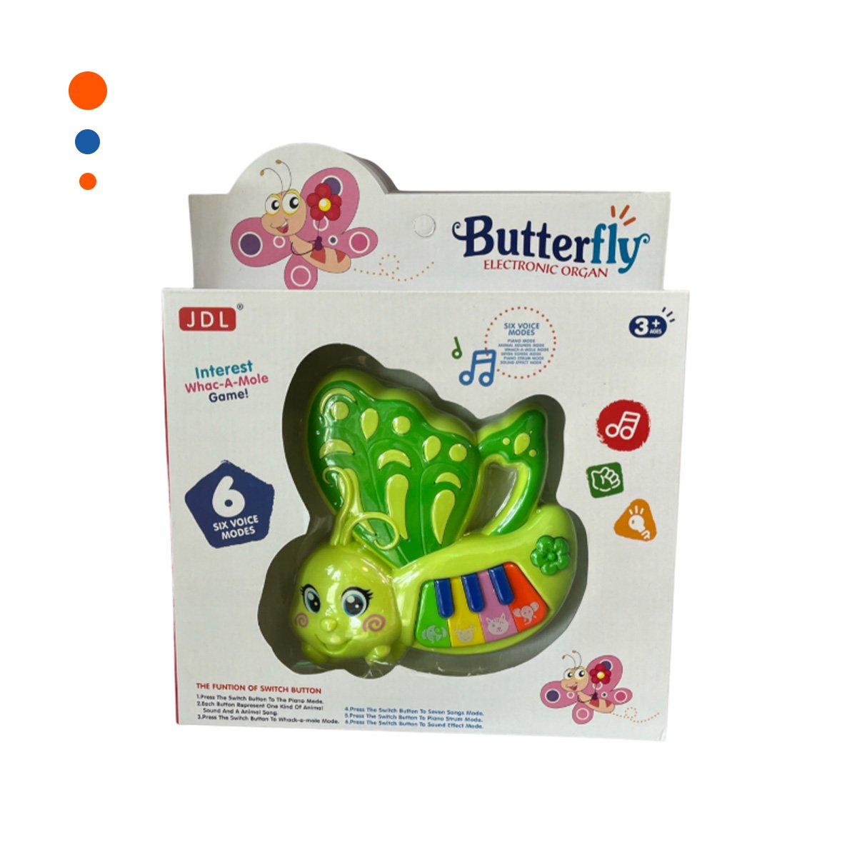 INSTRUMENTO DE JUGUETE MARIPOSA VERDE 22X26 CM PARA JUEGO CREATIVO - 3