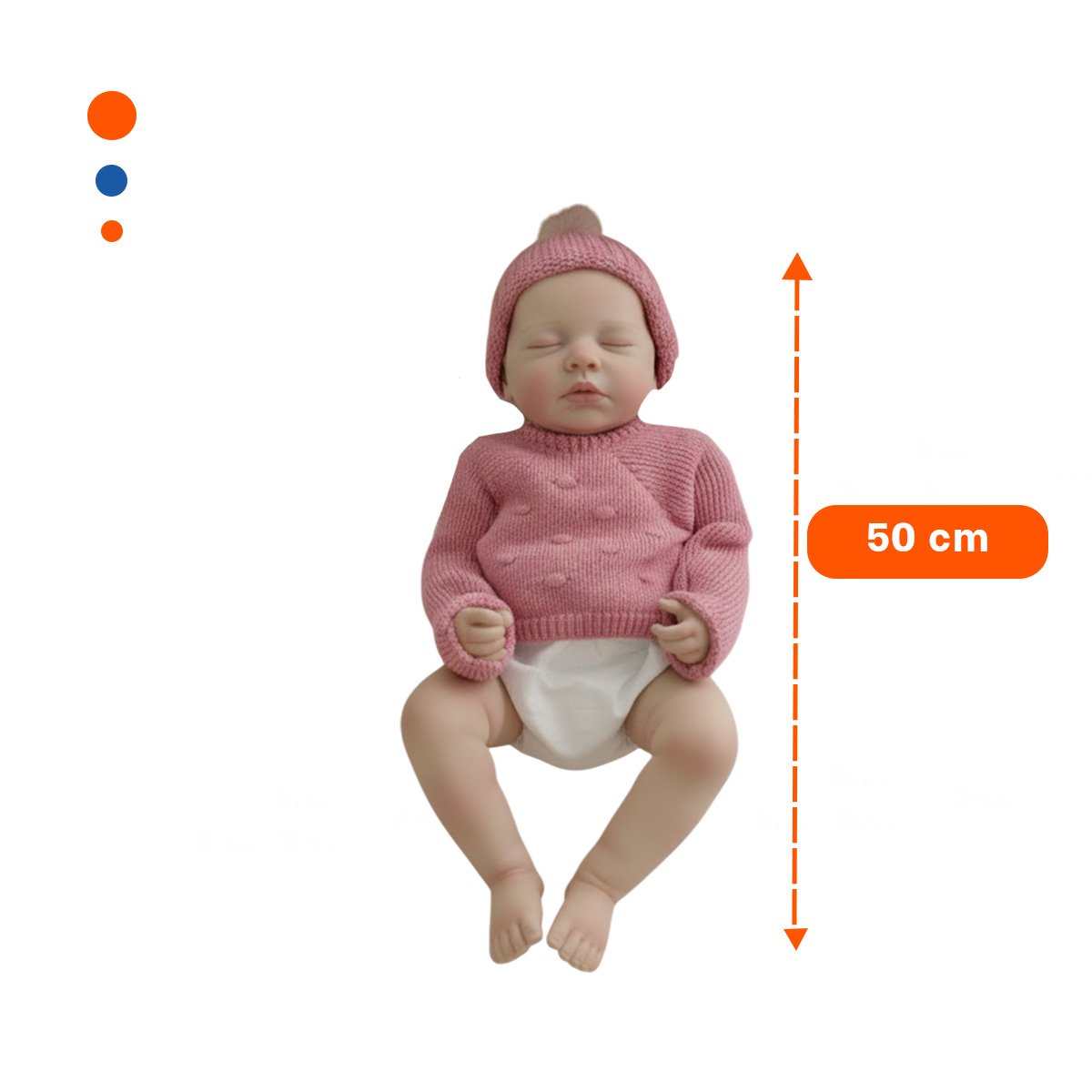 FIGURA SUAVE DE BEBE REAL CON CHOMPA TEJIDA Y GORRO ROSADO HOGAR Y+POST IT - 4