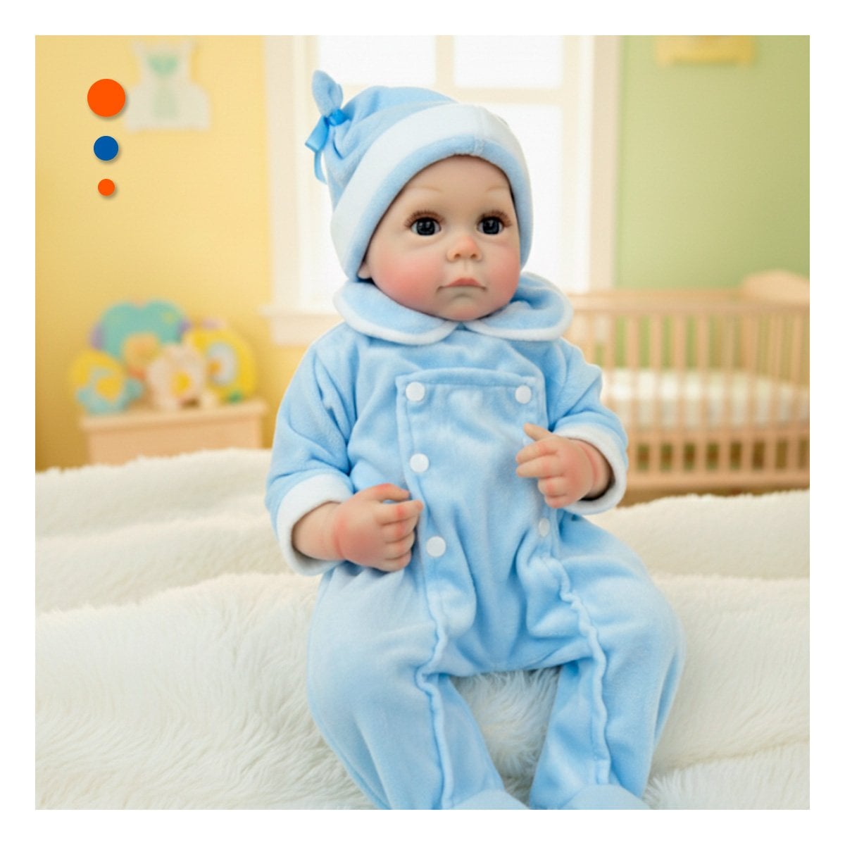 PACK2 FIGURA SUAVE DE BEBE REALISTA CON ROPA Y GORRO CELESTE PARA ACOMPANAMIENTO - 3