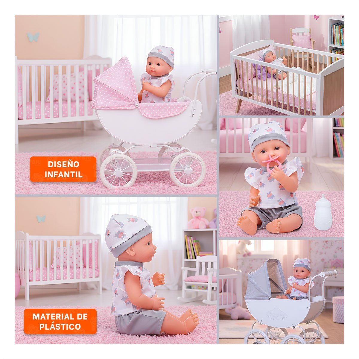 COMPANERO DECORATIVO HIPOPOTAMO CON ROPITA Y ACCESORIOS PARA BEBES Y+POST IT - 5