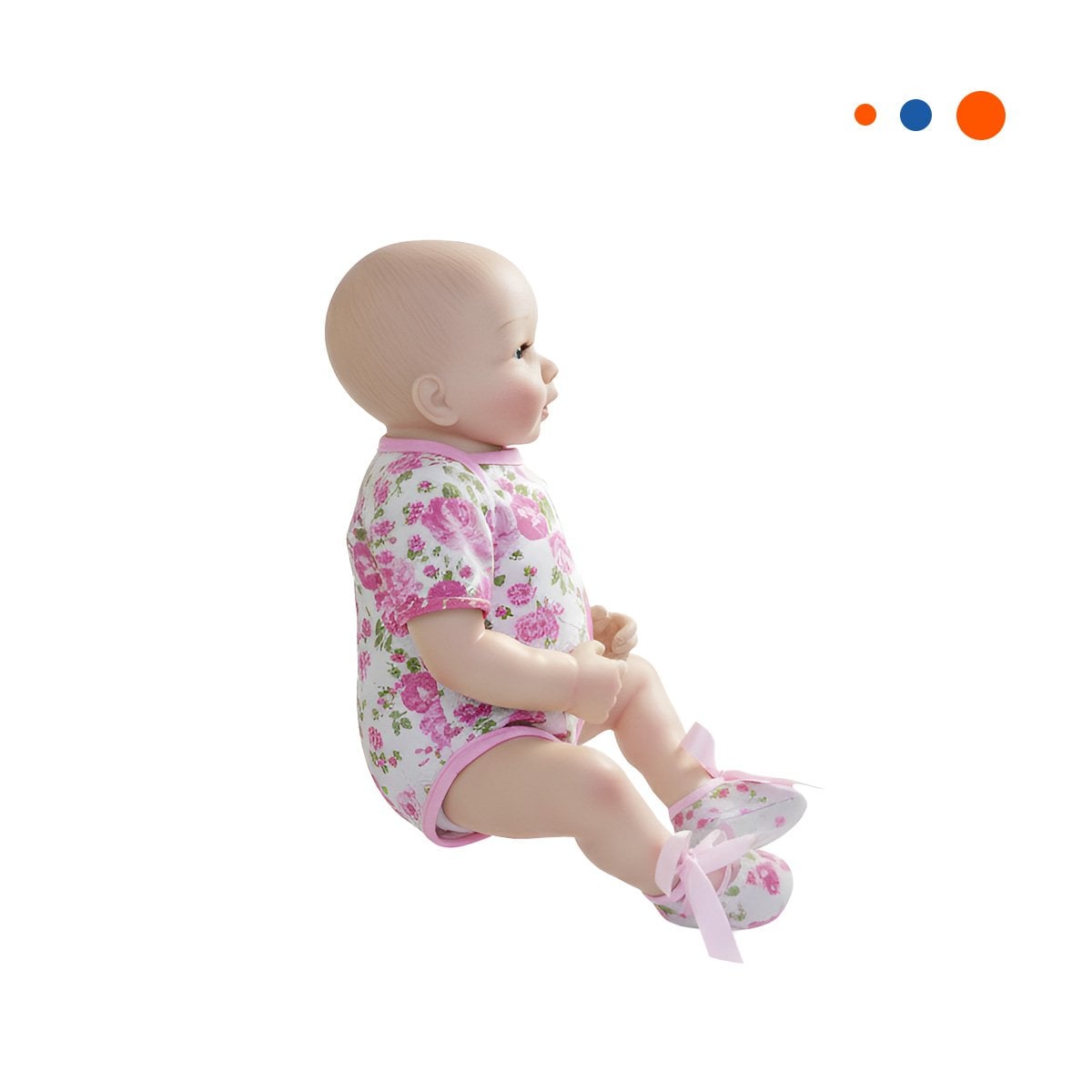 COMPANERA INFANTIL REALISTA CON VESTIDO ROSADO VUELOS Y VINCHA PUNTITOS Y+REGALO STICKER - 3