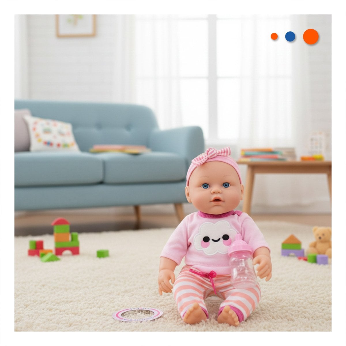 PELUCHA TACTIL ROSADA CON CHOMPA NUBE Y PANTALON RAYAS PARA BEBE CASA - 2