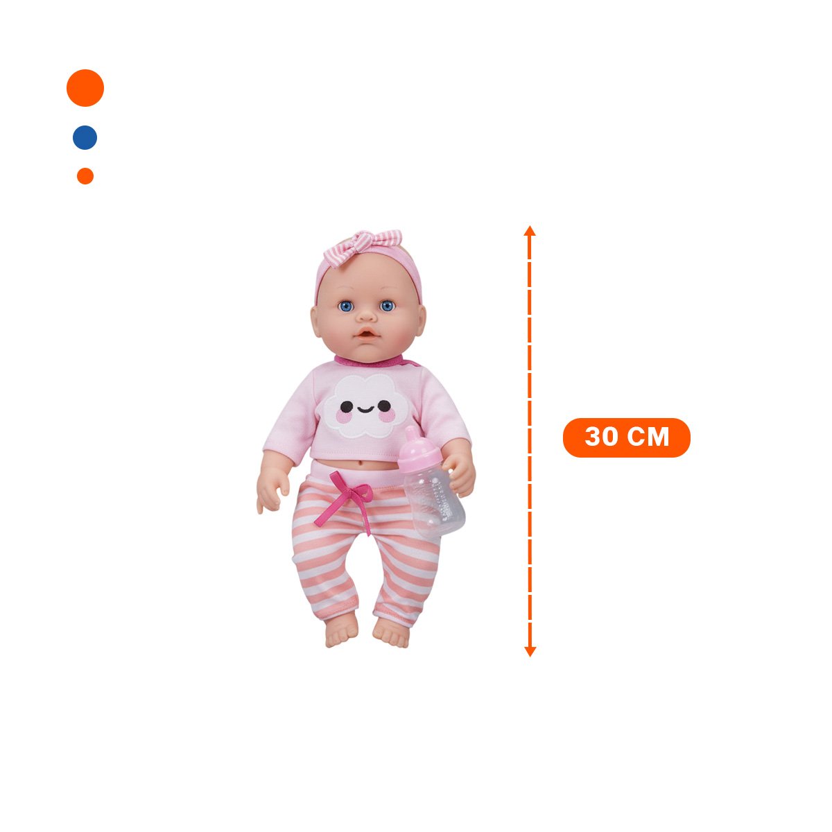 PELUCHA TACTIL ROSADA CON CHOMPA NUBE Y PANTALON RAYAS PARA BEBE CASA - 4