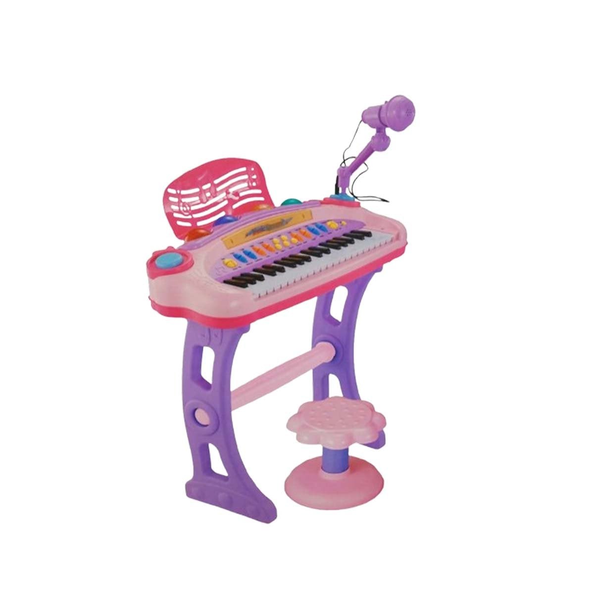 PACK2 VERSION MUSICAL INFANTIL PIANO CON MICROFONO Y SILLA ROSADO JUEGO Y+REGALO STICKER - 2