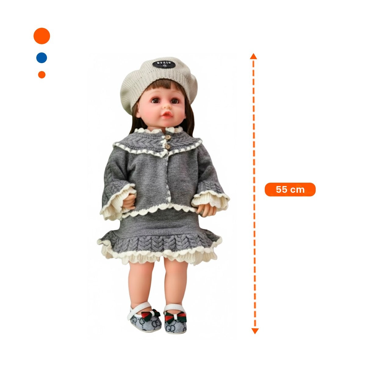 FIGURA YESSY CON VESTIDOS VOLANTES TEJIDO PLOMO 55CM CHOMPA ABRIGO Y+POST IT - 4