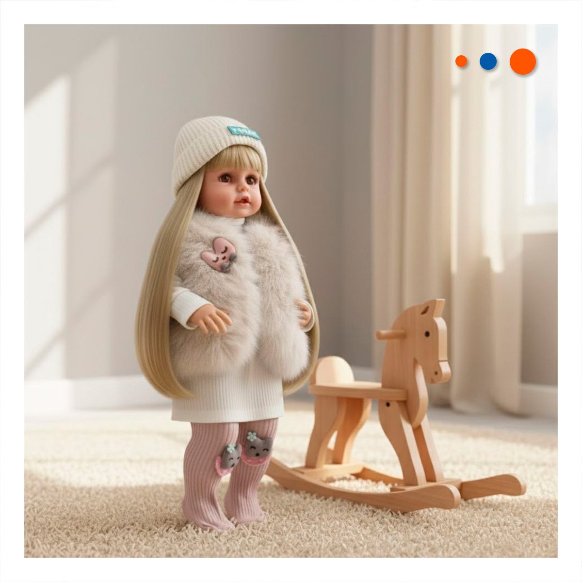 PACK2 NENA YESSY 55CM CON ROPA COMPLETA CHALECO DE PELUCHE Y GORRO Y+REGALO STICKER - 3