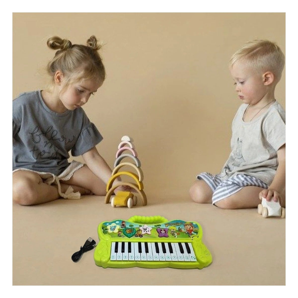 PACK4 TECLADO VERDE MUSICAL CON SONIDOS Y TECLAS PARA JUEGO ACTIVO Y+REGALO STICKER - 5