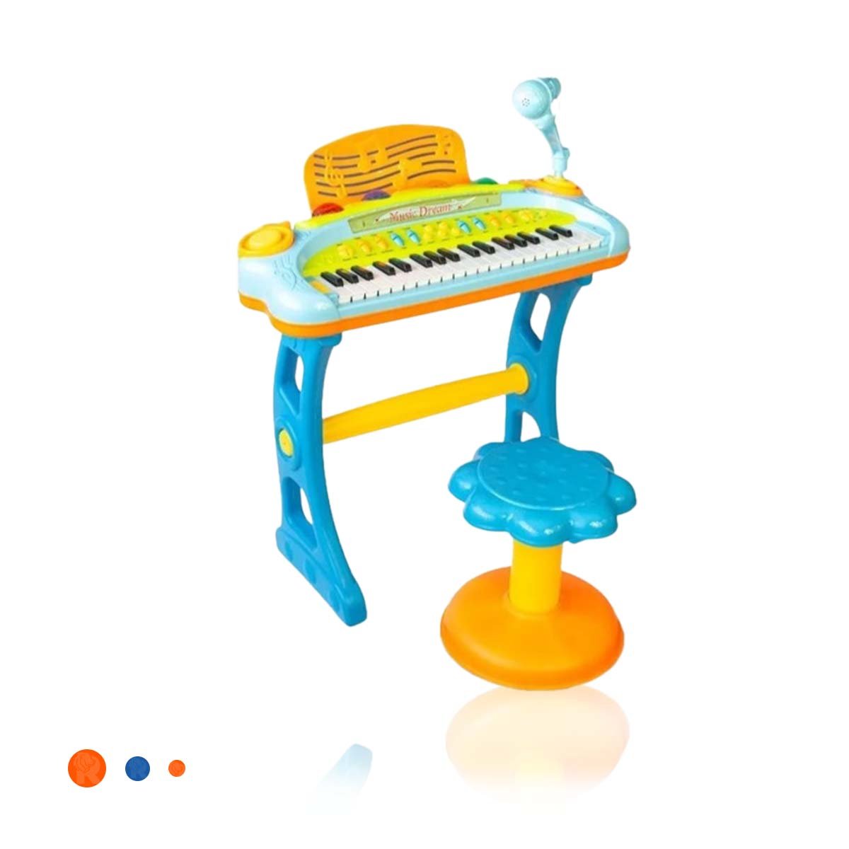 JUEGO MUSICAL INFANTIL PIANO CON MICROFONO Y SILLA CELESTE APRENDIZAJE Y+LIGAS REGALO - 3